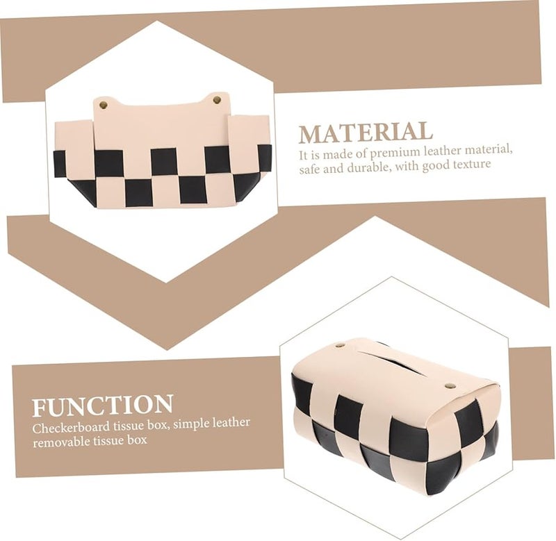 حامل علبة المناديل الجلدية البيضاء لحالة تخزين المناديل الزخرفية للمنزل والمكتب والسيارة - Image 5